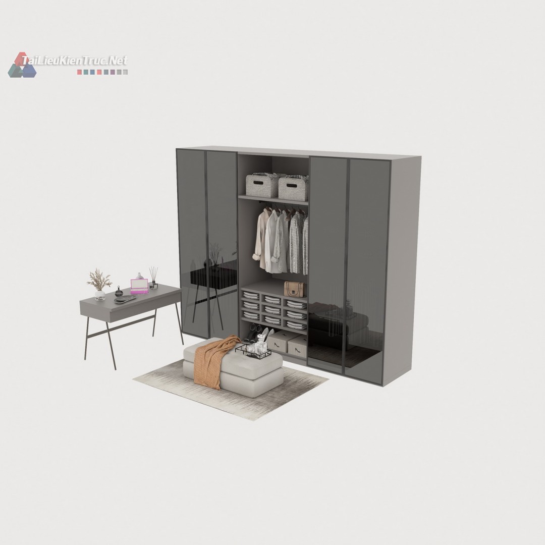 017. Mô hình tủ áo và bàn trang điểm sketchup miễn phí
