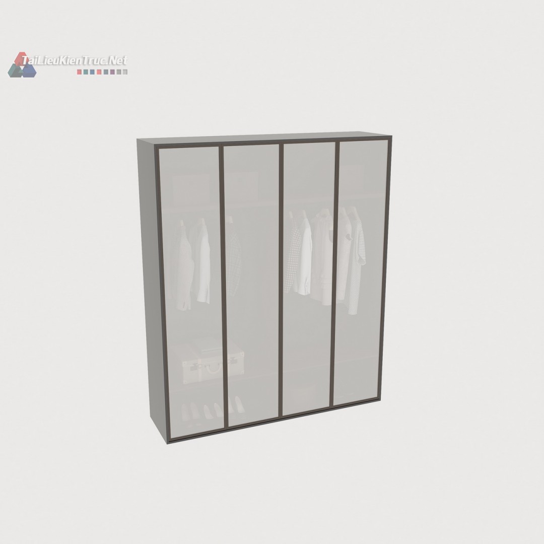 018. Tải miễn phí mô hình tủ áo cánh kính sketchup