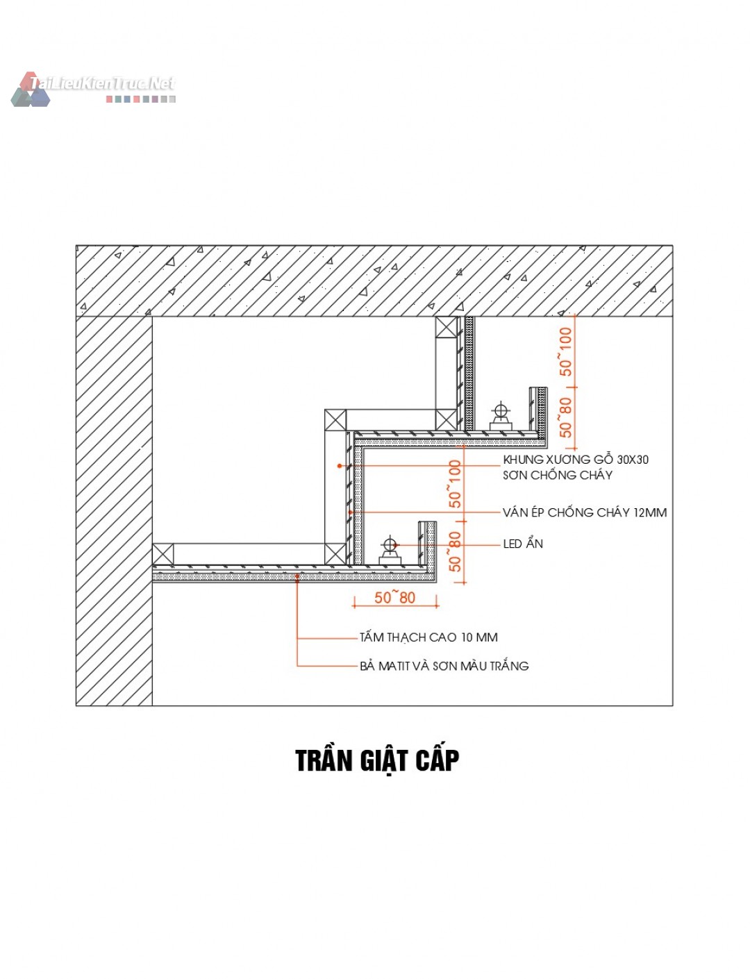 001.Chi tiết trần thạch cao giật cấp đèn ẩn