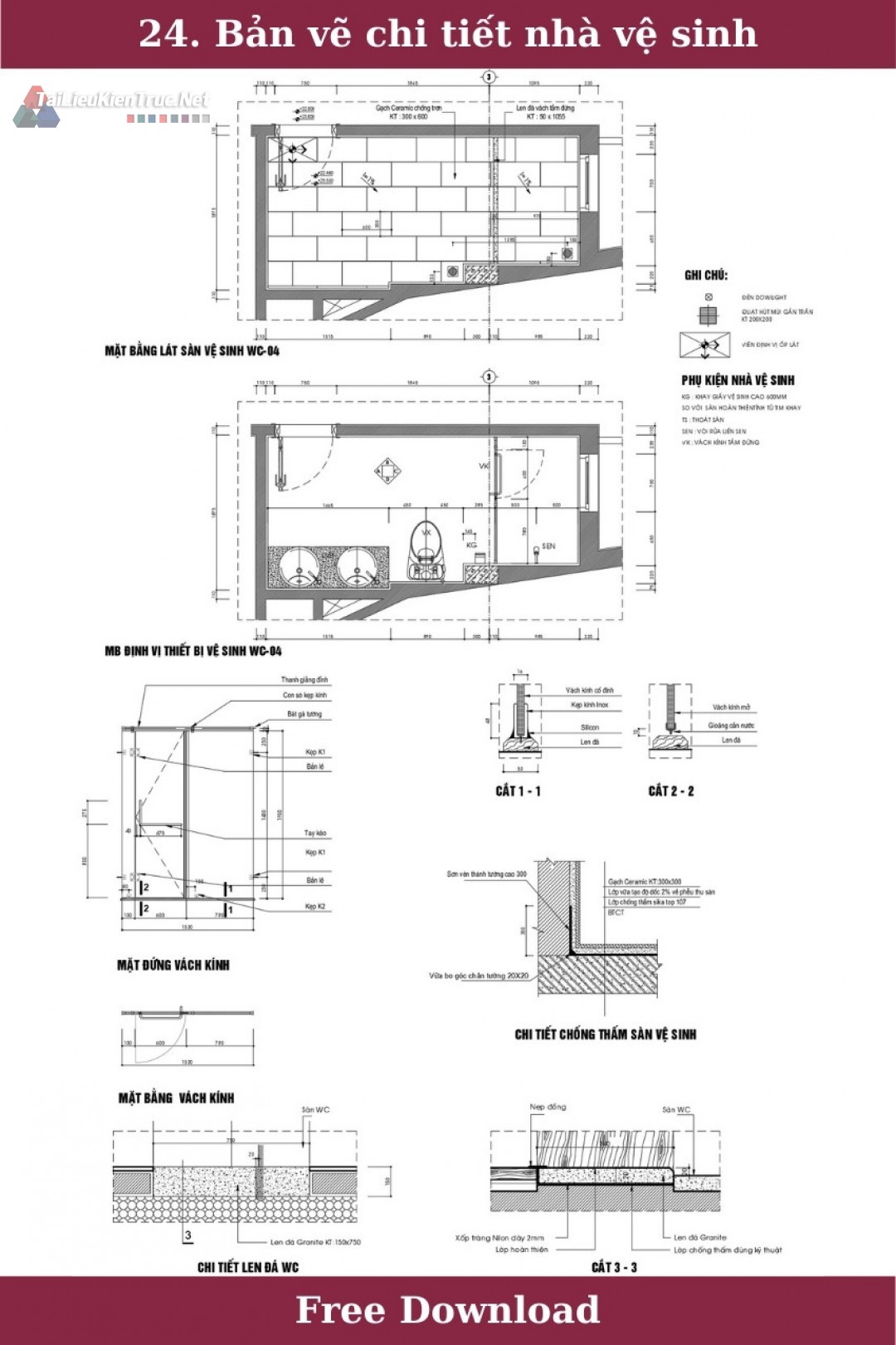 24. Tải miễn phí bản vẽ chi tiết nhà vệ sinh