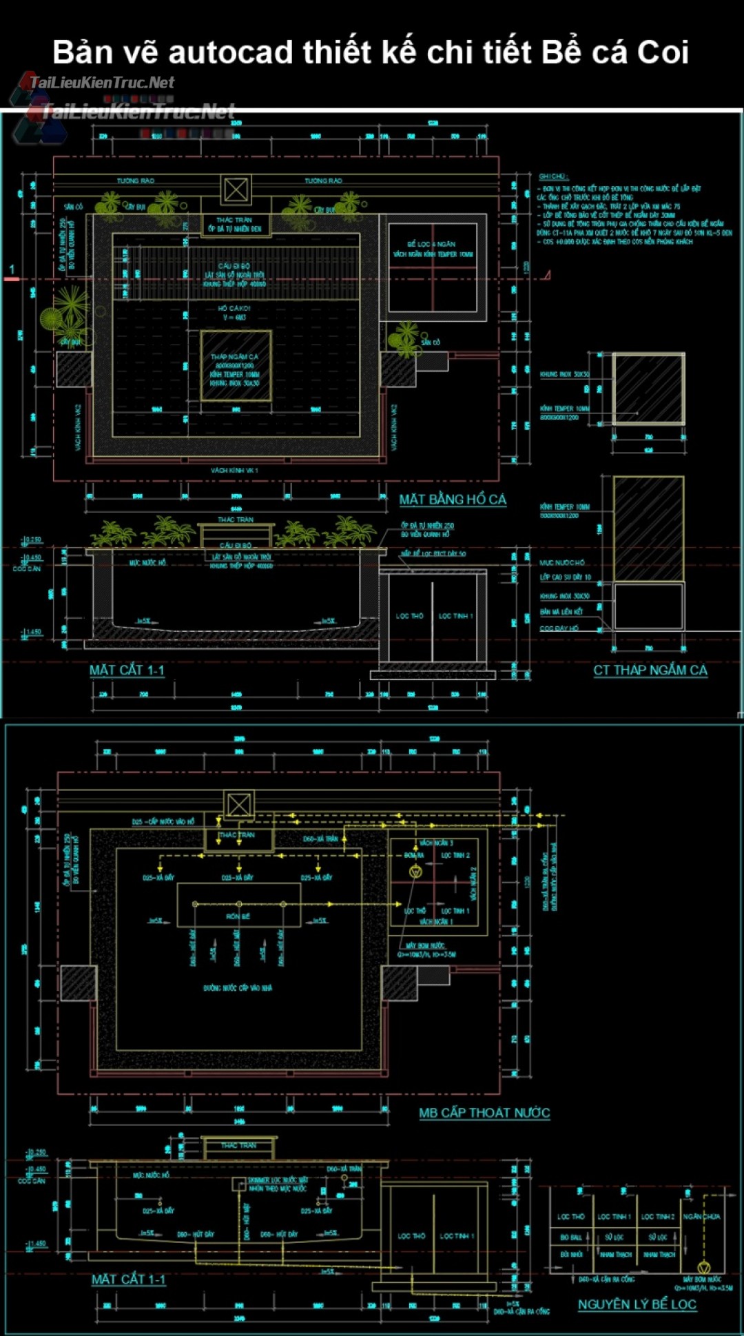 Bản vẽ autocad thiết kế chi tiết Bể cá Coi
