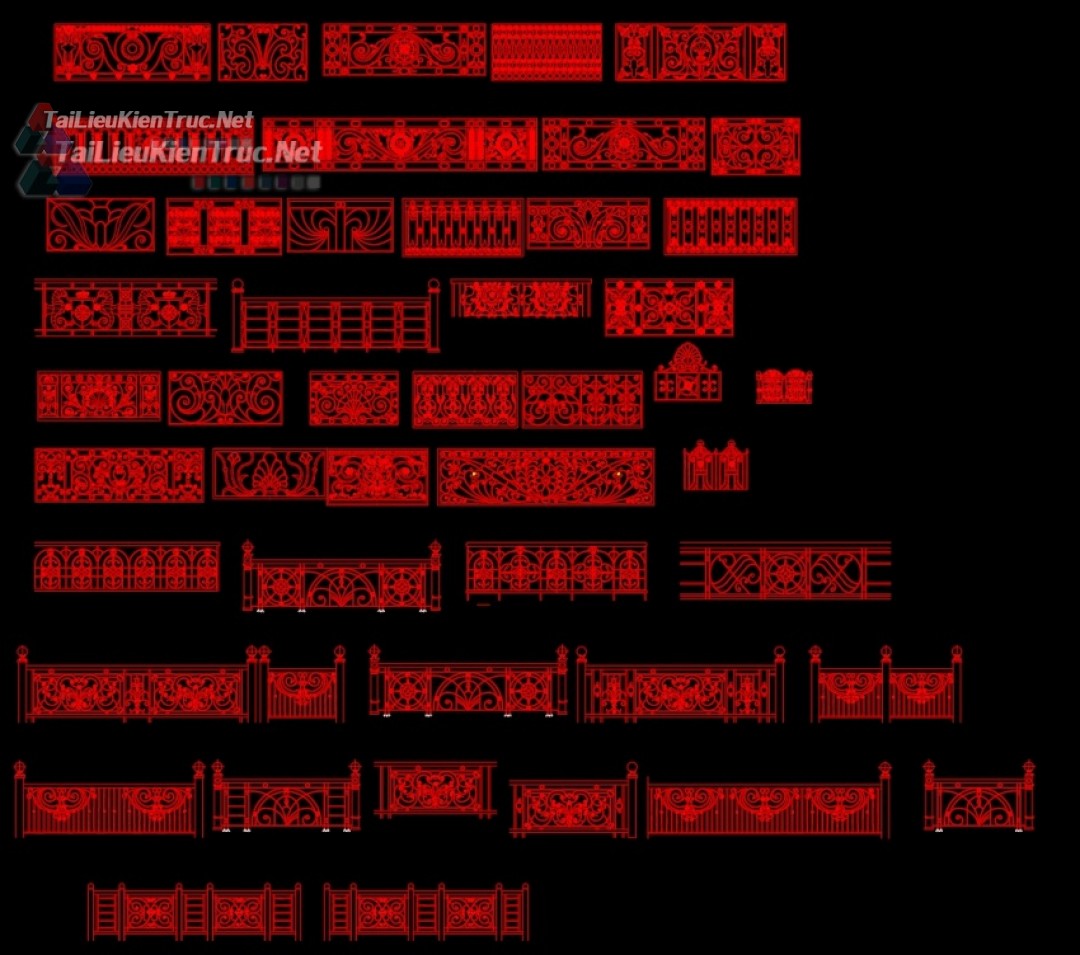 Thư viện autocad gồm Lan can, cửa các loại