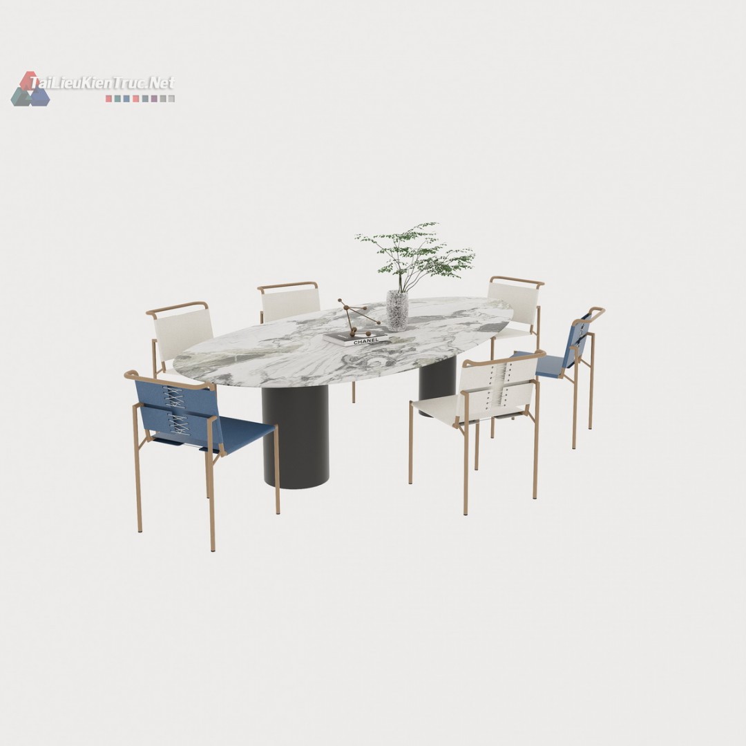 195. Bàn ăn sketchup hình ovan