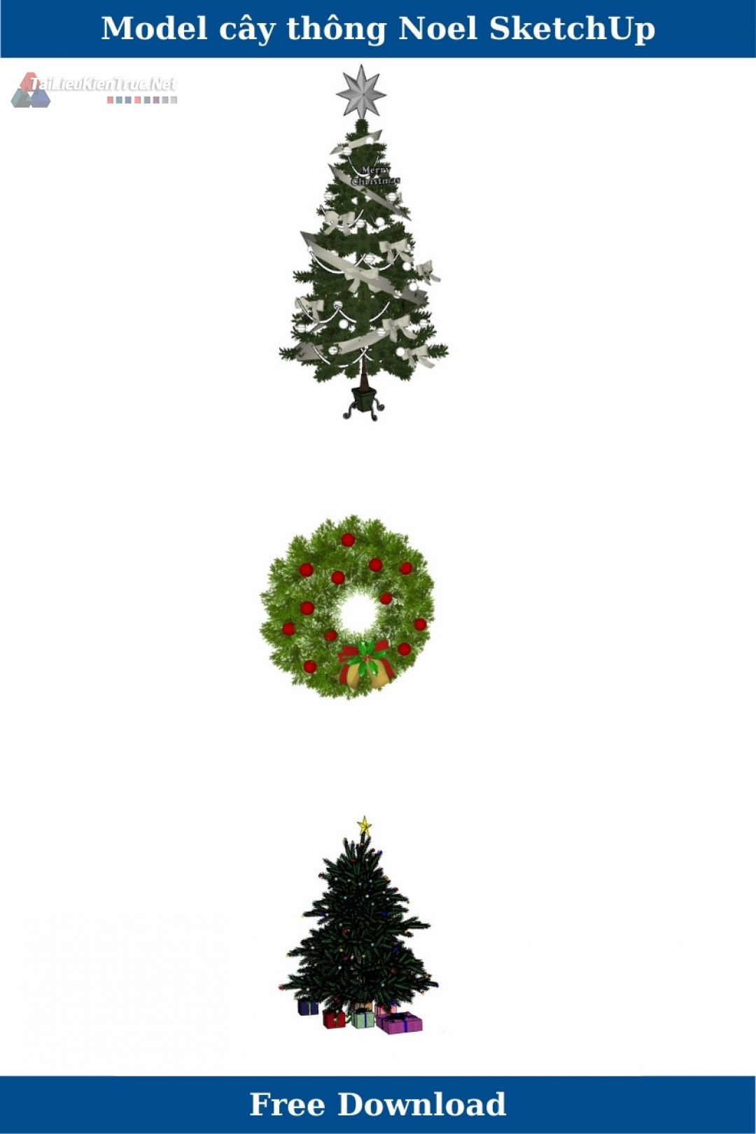 Model cây thông Noel sketchup miễn phí