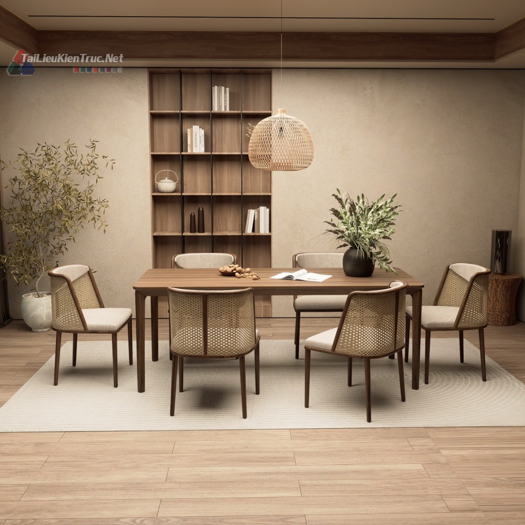 197. Thư viện sketchup bàn ăn gỗ tối giản