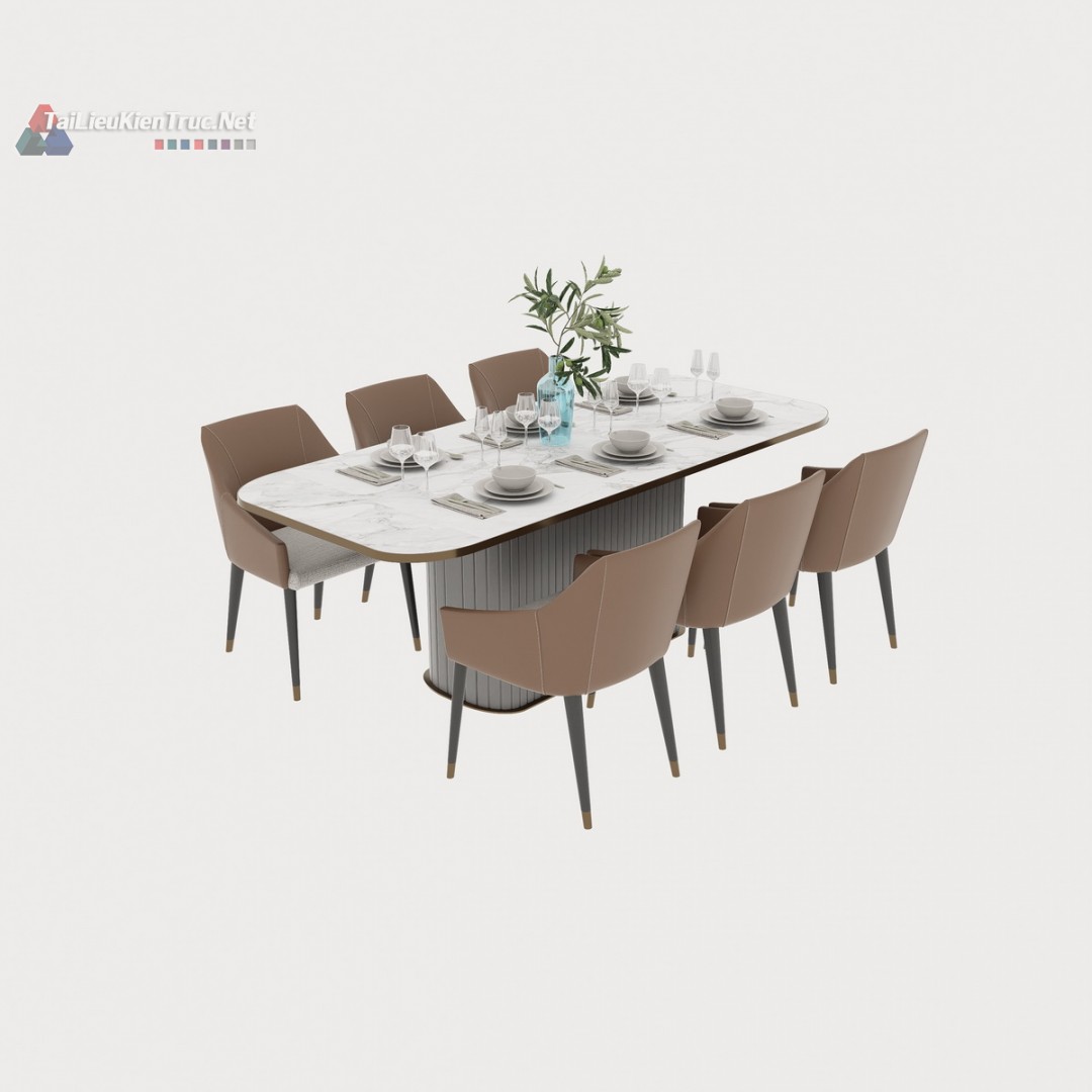 198. Thư viện sketchup bàn ăn hiện đại 6 ghế