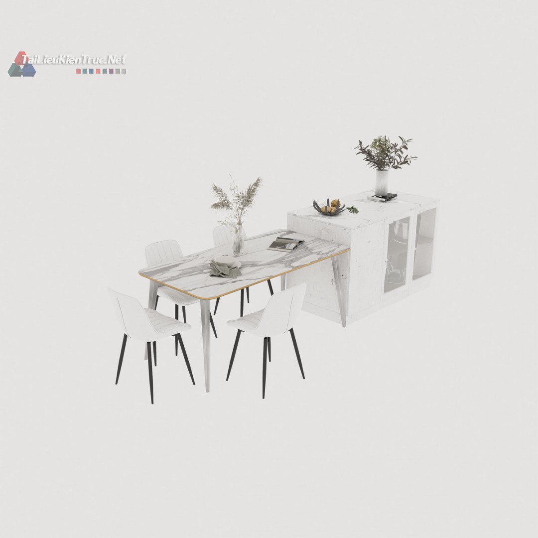 199. Bàn ăn đa năng kết hợp đảo bếp sketchup miễn phí