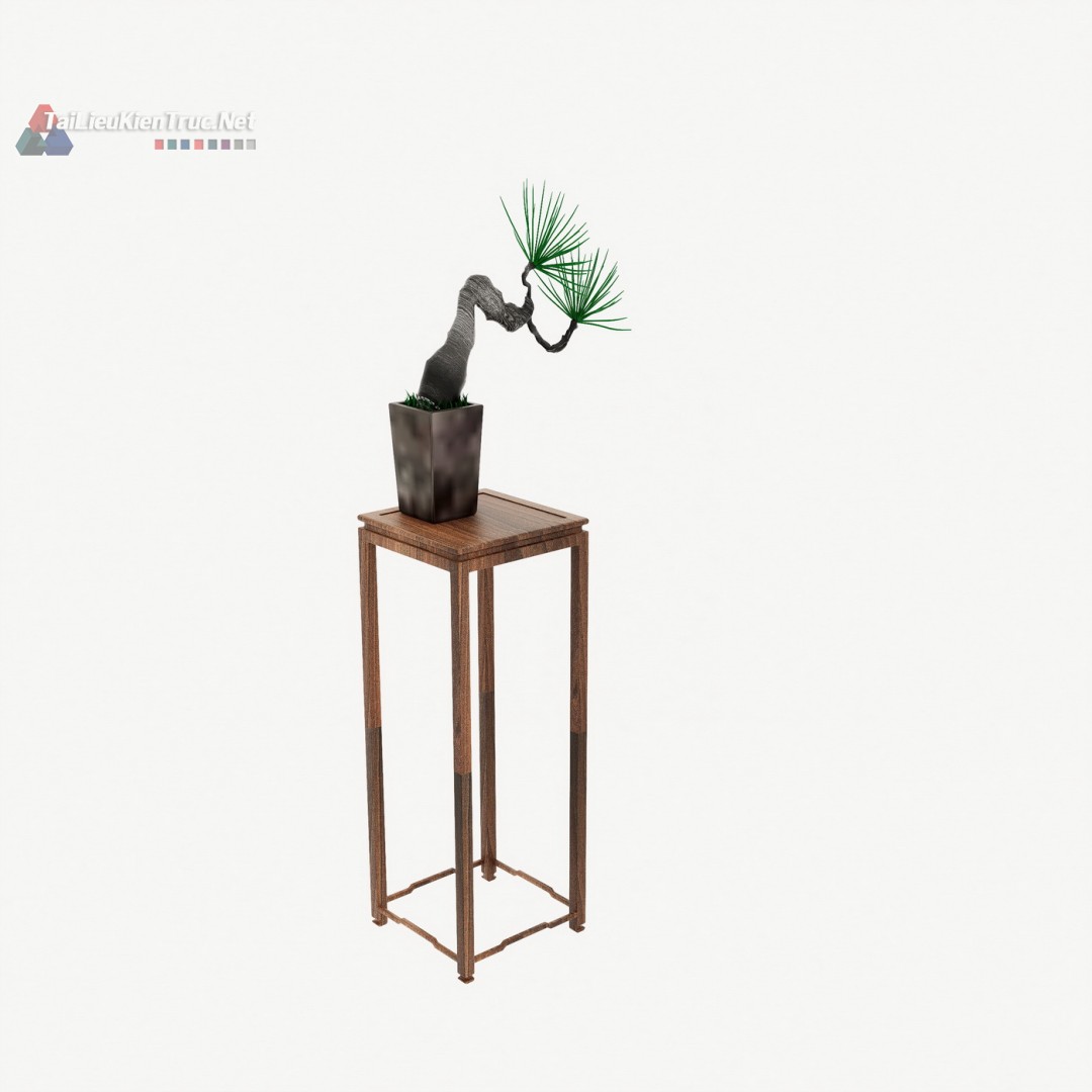 12. Mô hình chậu bonsai nghệ thuật trên đôn gỗ cao