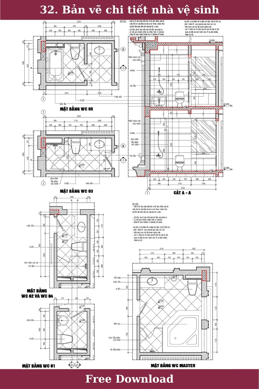 32. Bản vẽ chi tiết nhà vệ sinh tải miễn phí