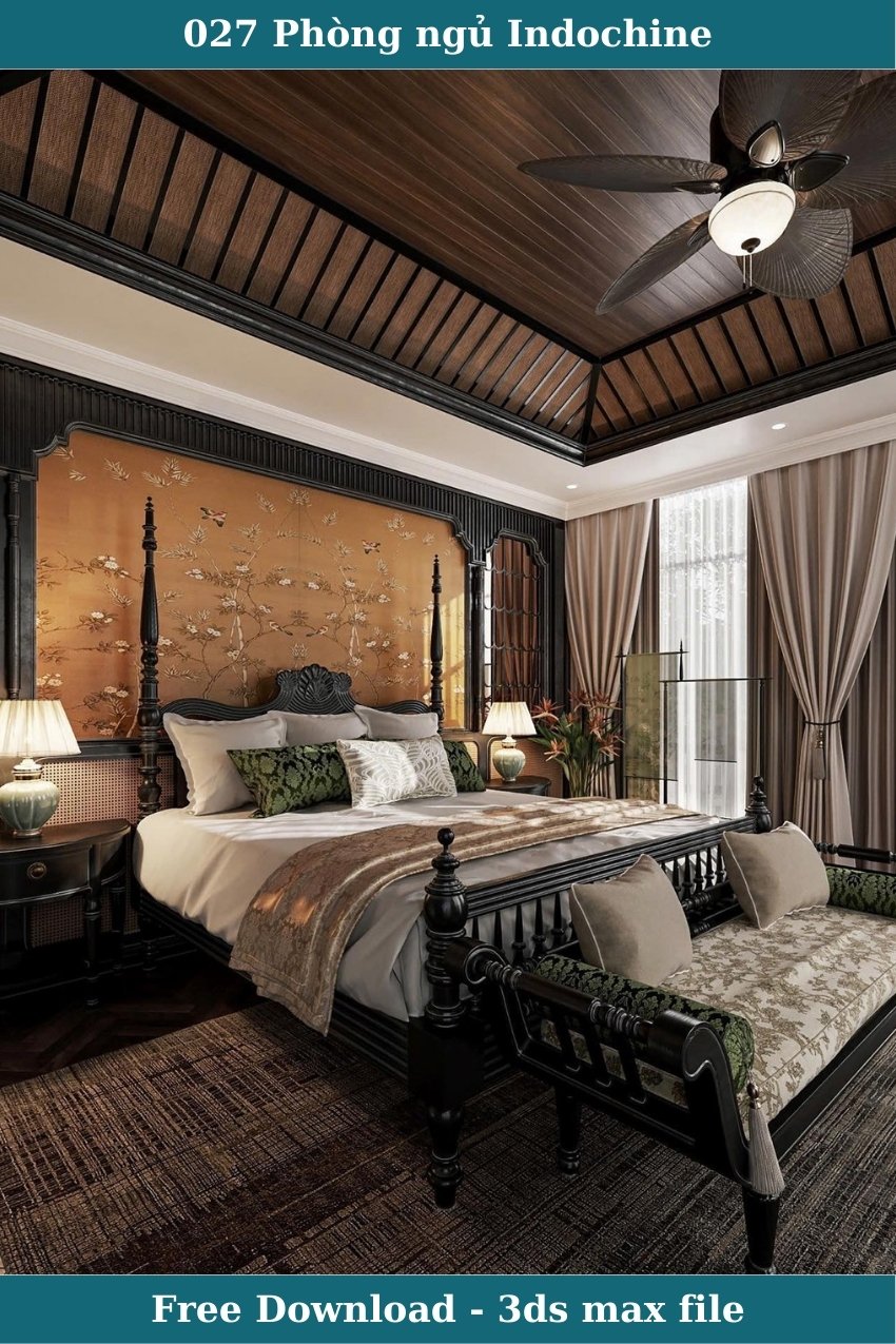 027. Thiết kế phòng ngủ phong cách Indochine