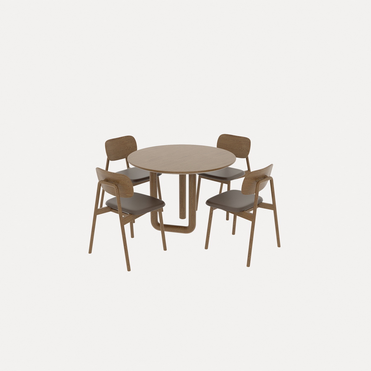 204. Bàn ăn gỗ hình tròn 4 ghế file sketchup miễn phí