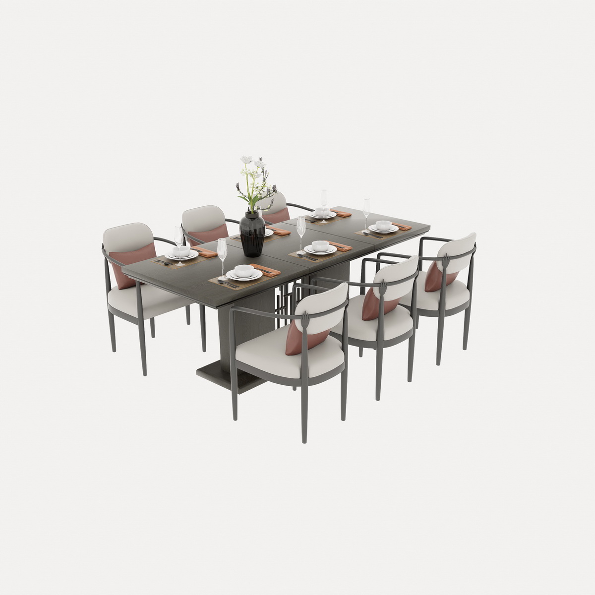205. Bộ bàn ăn sang trọng file sketchup miễn phí