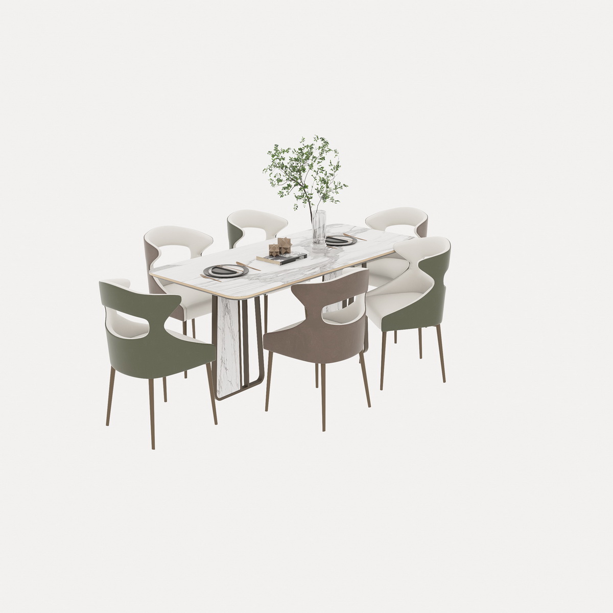 207. Bàn ăn mặt đá hiện đại model sketchup