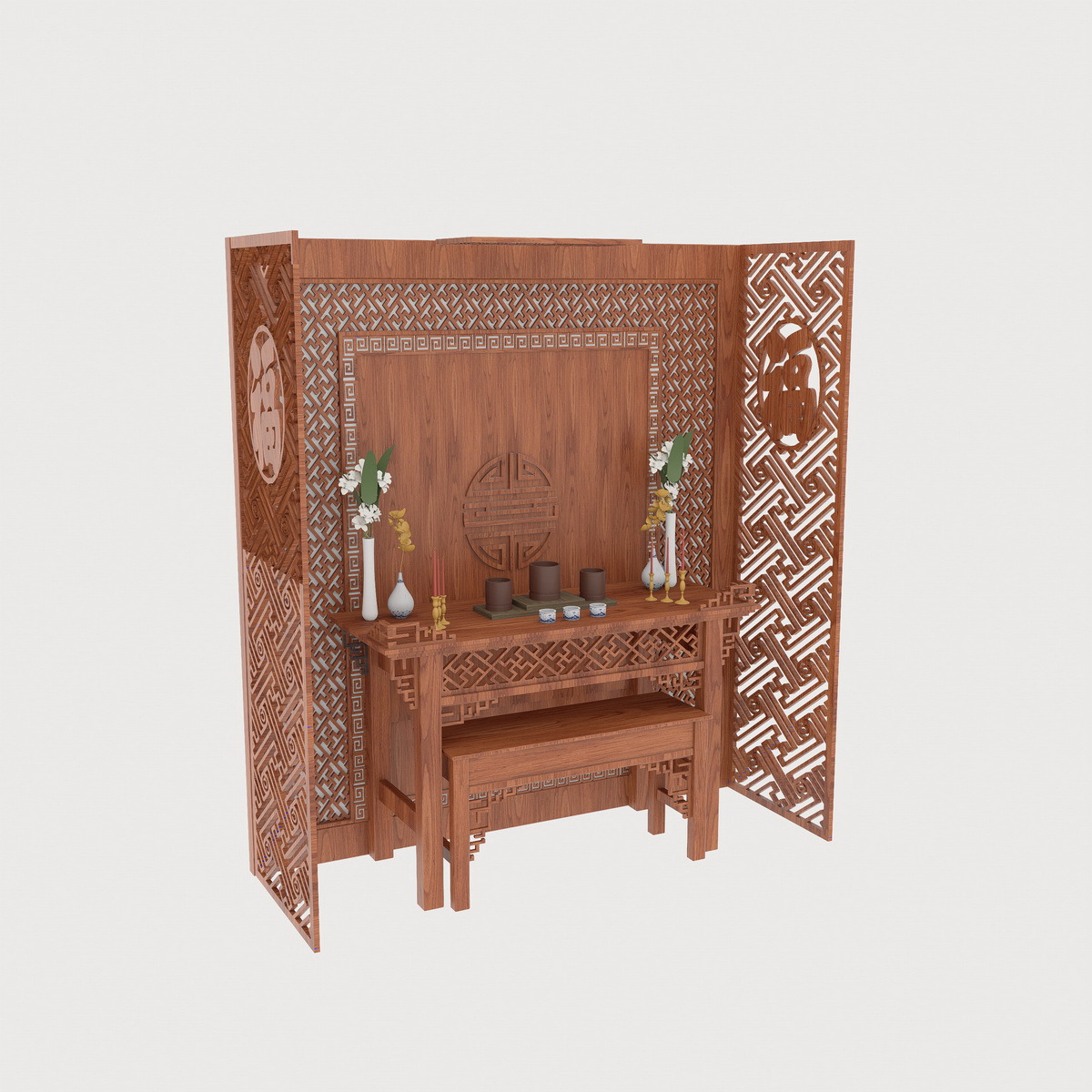 035. Thư viện bàn thờ và vách ngắn sketchup