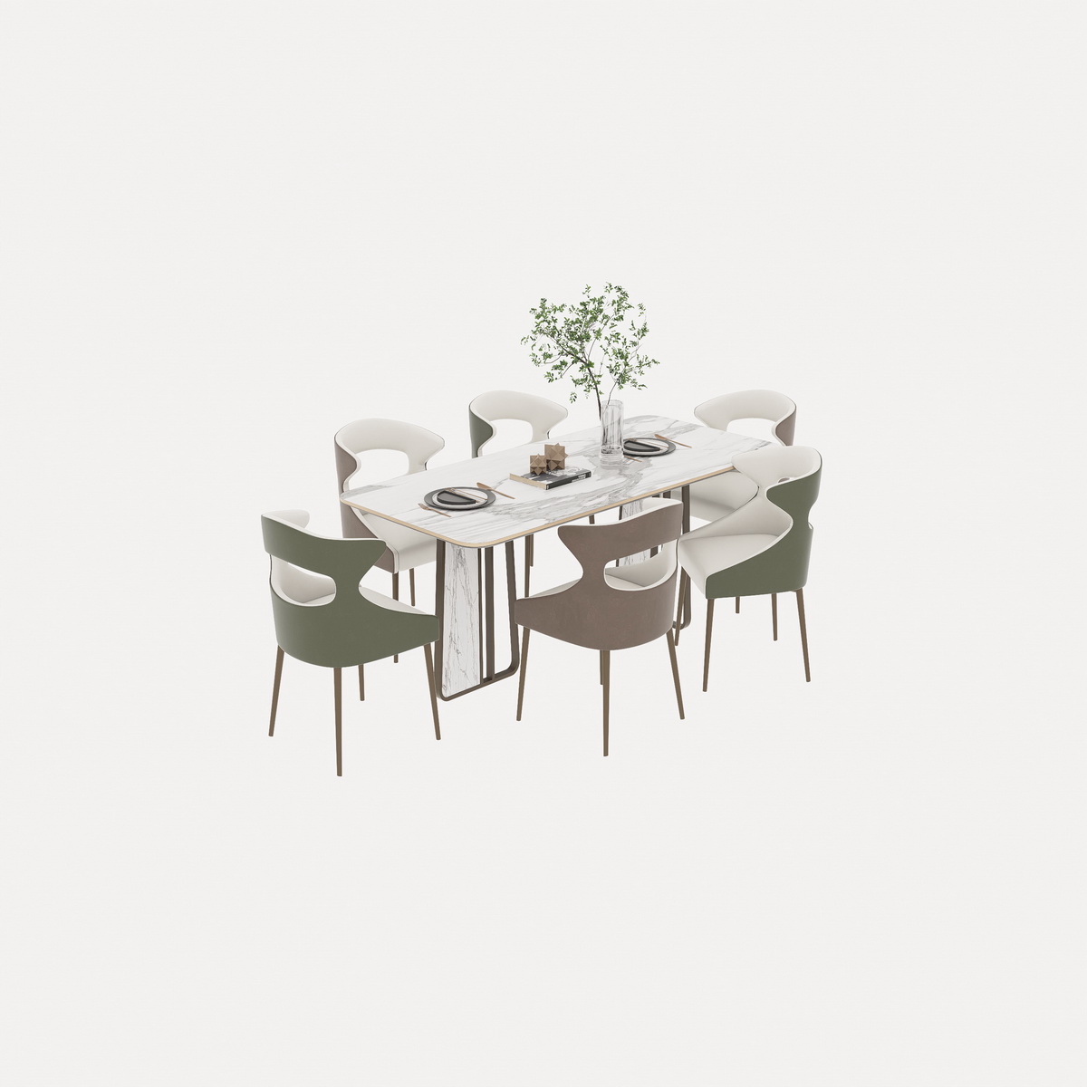 214. Bàn ăn hiện đại 6 ghế file sketchup miễn phí