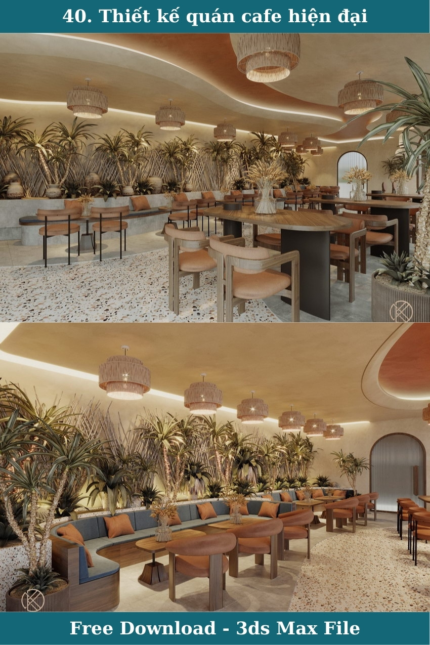 40. File 3ds max quán cafe hiện đại miễn phí