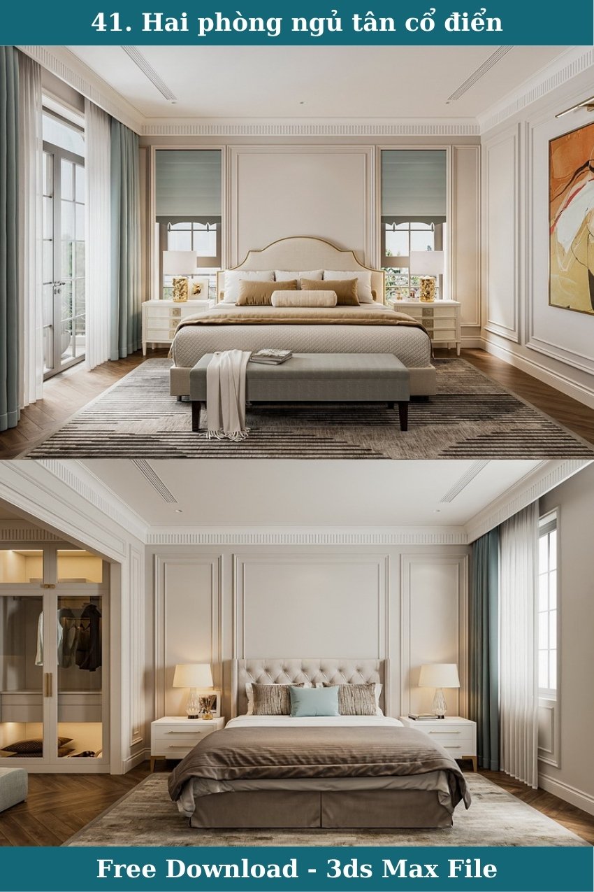 41. Tải miễn phí file 3ds max phòng ngủ tân cổ điển