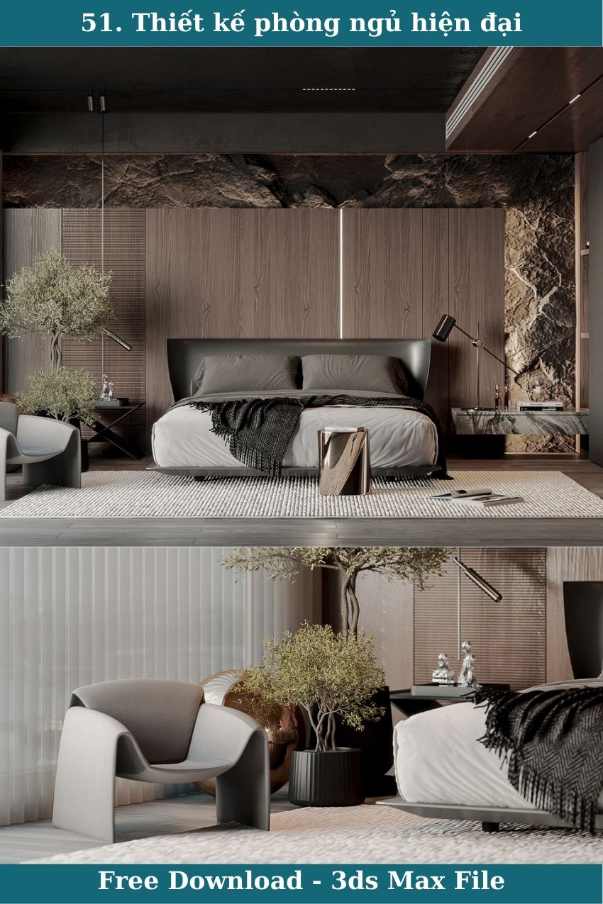 51. Thiết kế nội thất phòng ngủ file 3ds max miễn phí