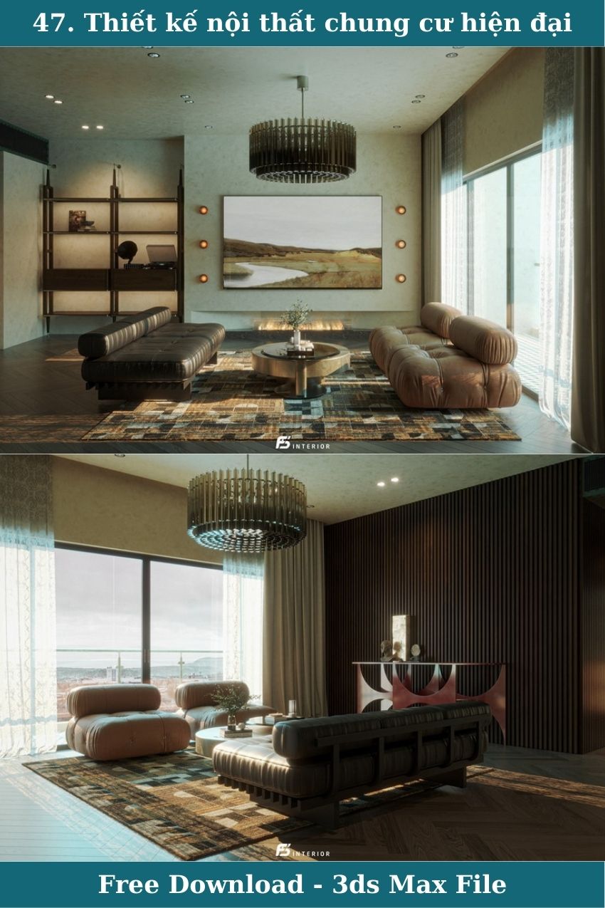 47. Thiết kế nội thất chung cư hiện đại file 3ds max Trung Tuan Vu