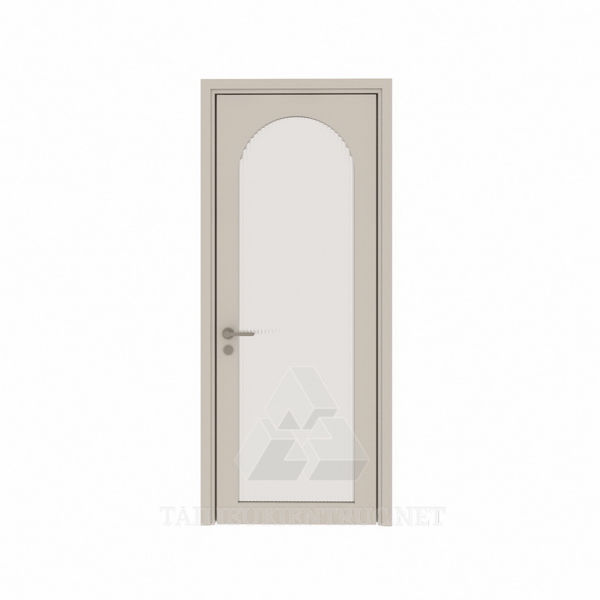 127. Model cửa sketchup khung gỗ kính vòm