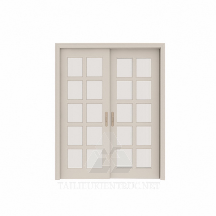 135. Model cửa lùa 2 cánh gỗ kính miễn phí