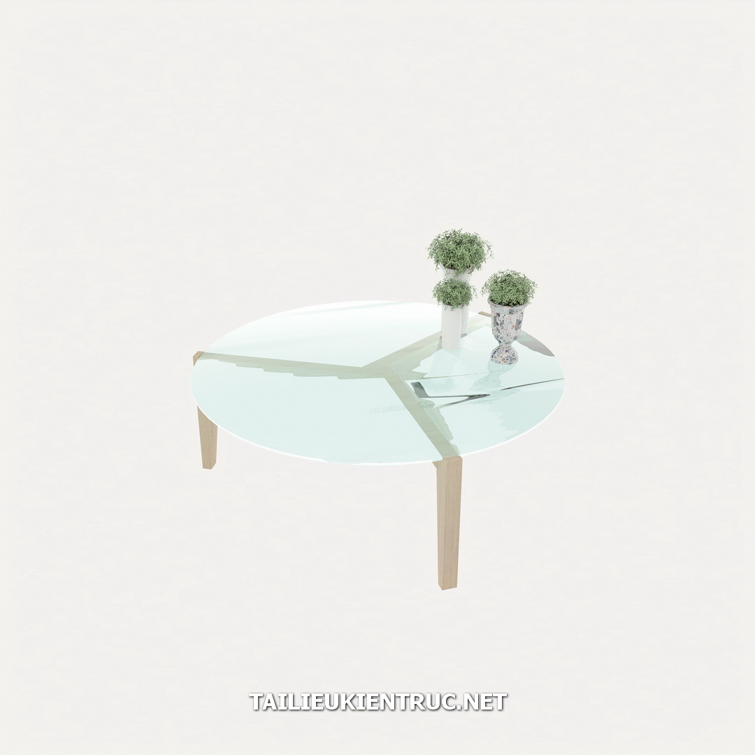 3. Bàn trà tròn mặt kính model sketchup