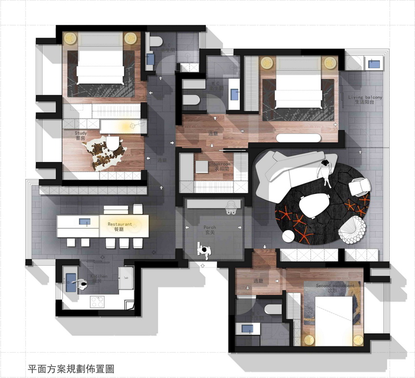 28. Tham khảo bằng bằng căn hộ 4 phòng ngủ rộng 150m2 tải miễn phí Cad và Psd