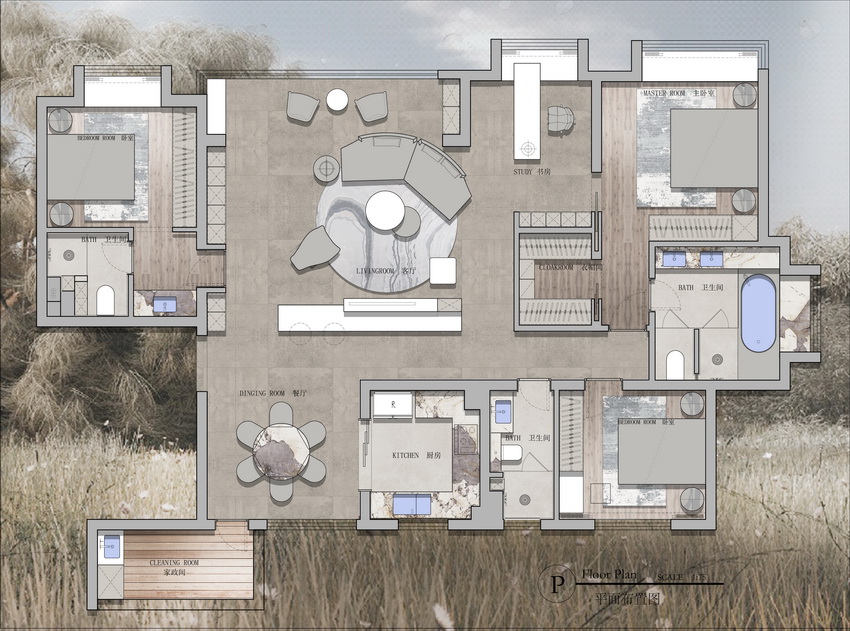 29. Căn hộ 3 phòng ngủ 153m2 tải miễn phí file autocad và photoshop mặt bằng