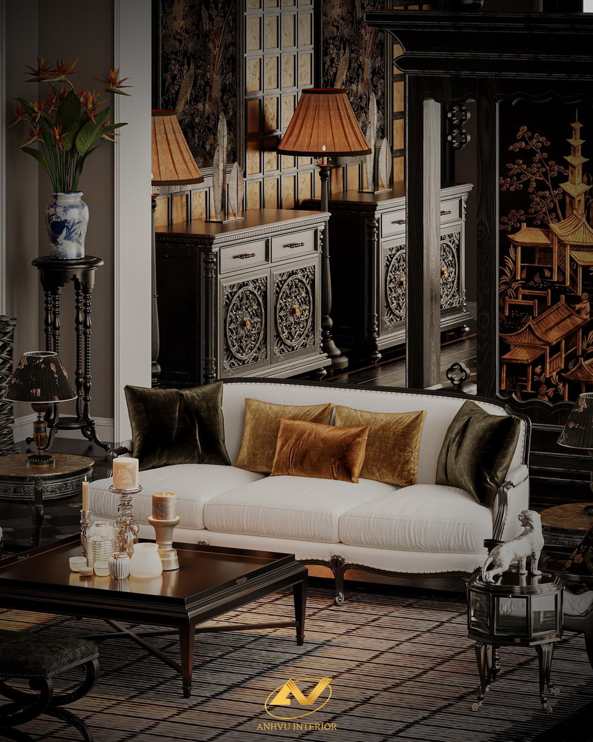 66. Phòng khách phong cách Indochine file 3ds max miễn phí