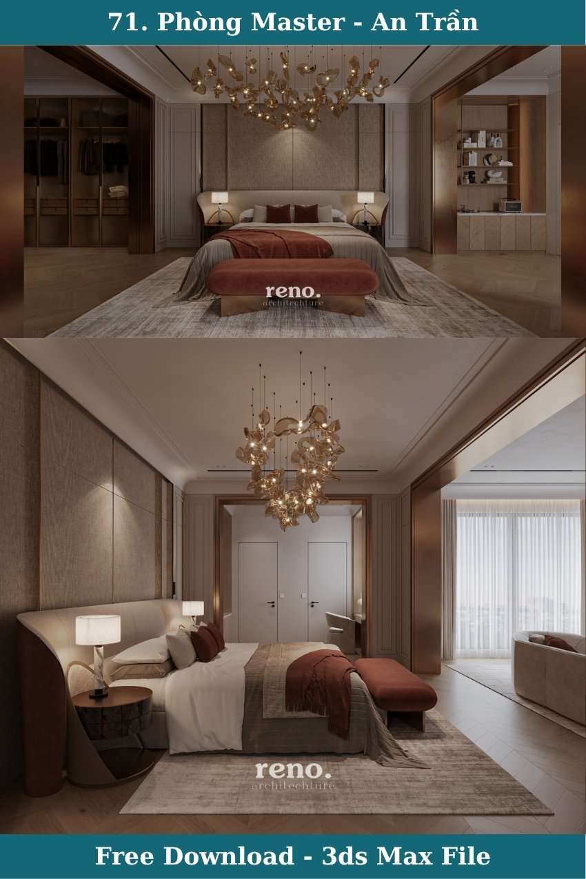71. Thiết kế phòng ngủ sang trọng của An Trần file 3ds max miễn phí