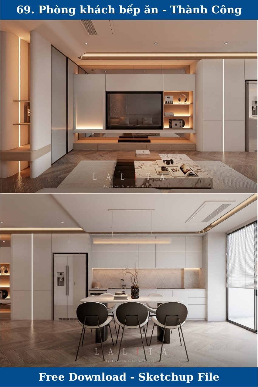 69. Thiết kế phòng khách bếp hiện đại bởi Thành Công (file sketchup)