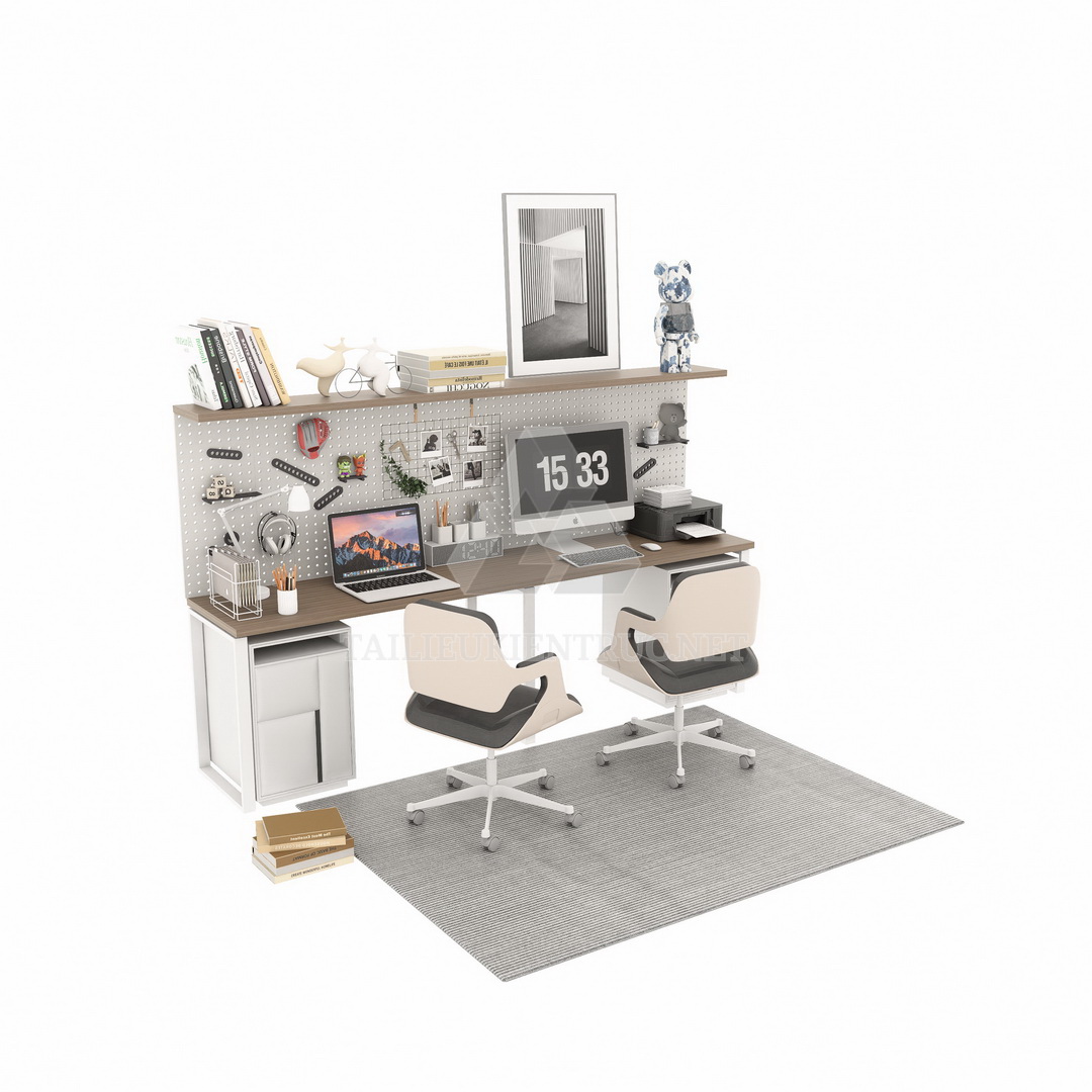 8. Tải miễn phí bàn học và giá sách sketchup
