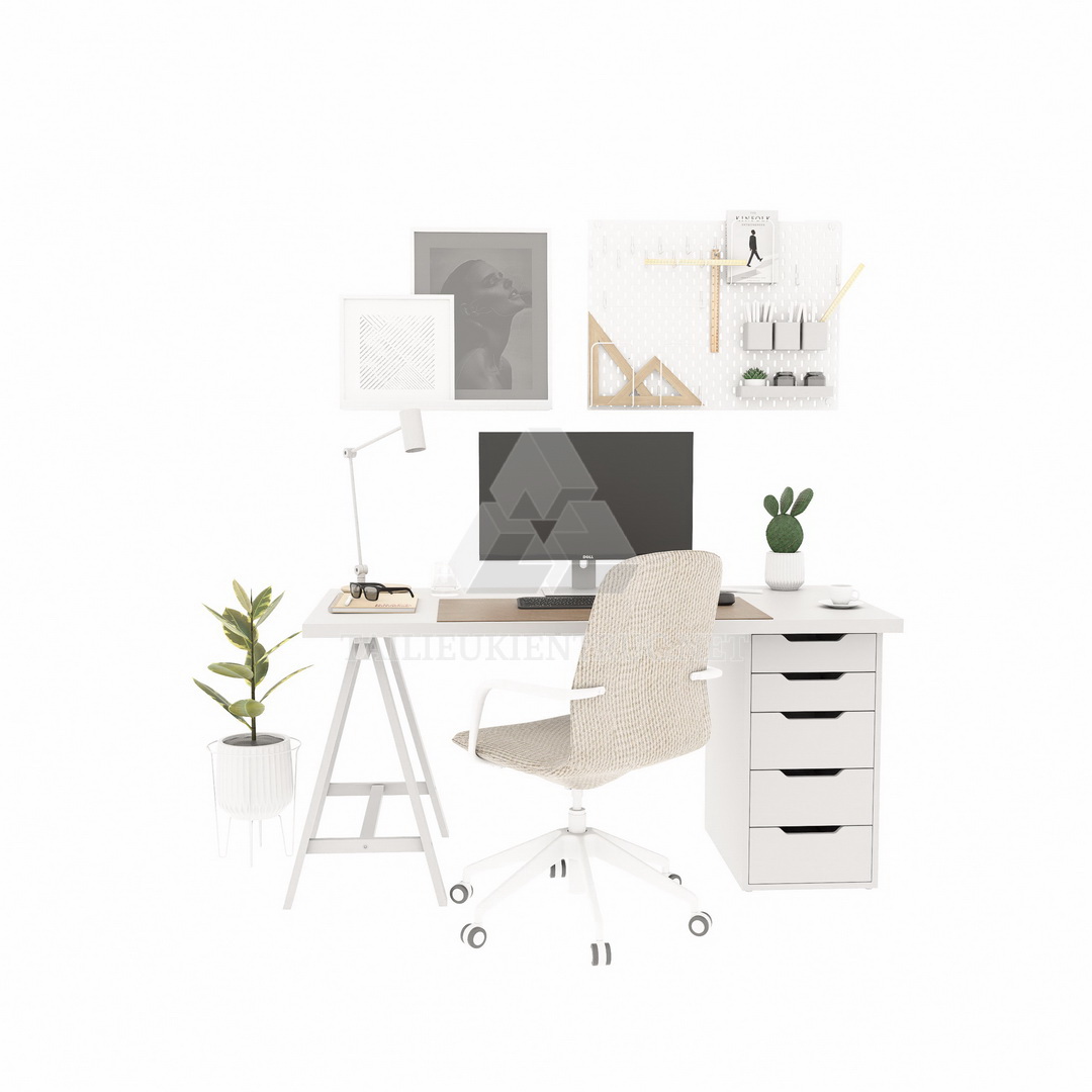 9. Bàn học bàn làm việc sketchup đơn giản