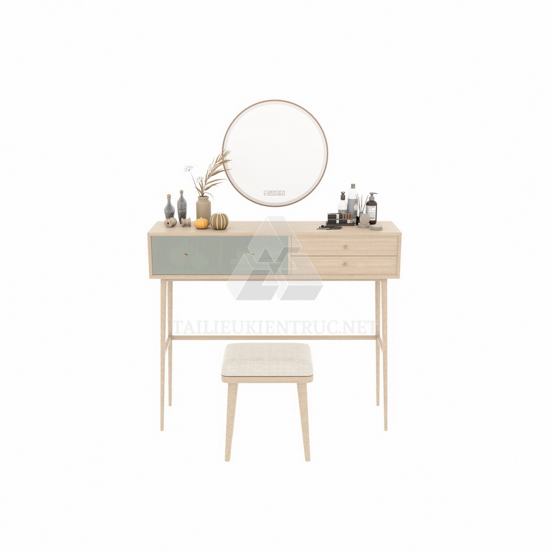 48. Bàn trang điểm gỗ tự nhiên file sketchup miễn phí