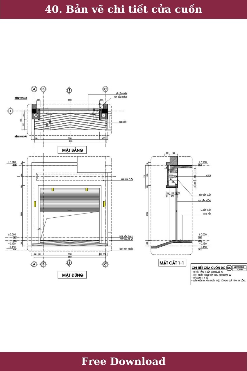 40. Bản vẽ chi tiết cửa cuốn miễn phí