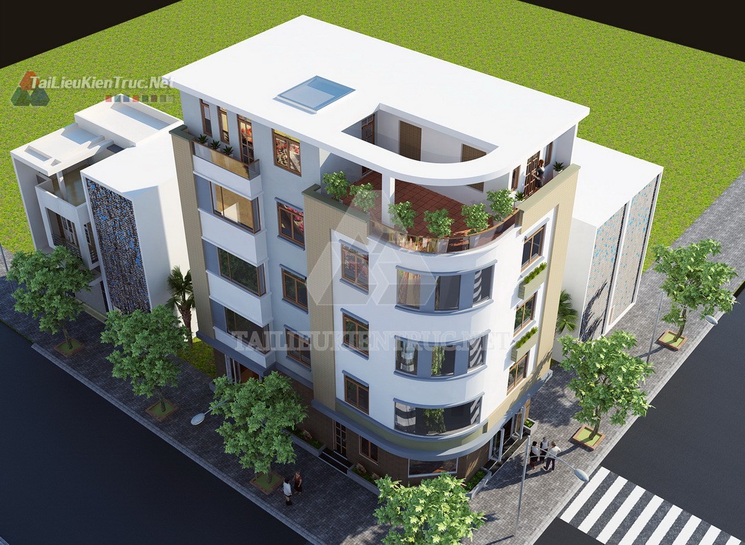 310. Hồ sơ thiết kế nhà phố 5 tầng 8.2x15m full kiến trúc kết cấu điện nước