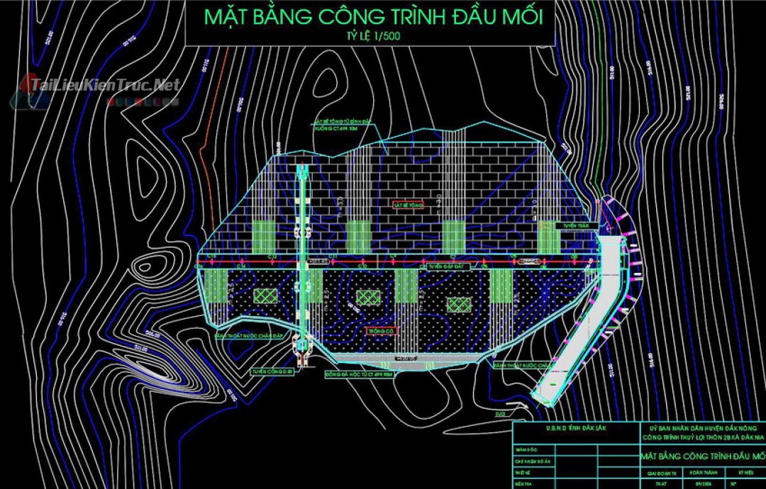 Bản vẽ thiết kế kỹ thuật cụm công trình đầu mối Hồ chứa nước đập đất, tràn, cống