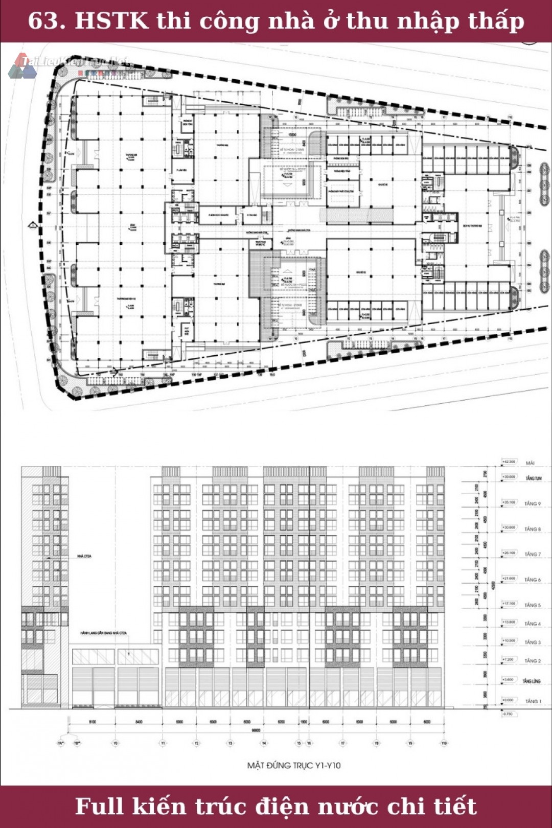 63. Hồ sơ thiết kế khu nhà ở thu nhập thấp CT1, CT2A, CT2B, CT2C khu công nghiệp phố nối phần kiến trúc điện nước và PCCC