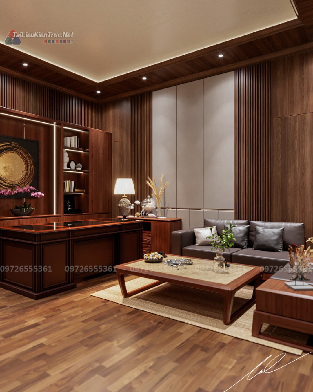 71. File 3ds max thiết kế phòng làm việc tác giả Kts Cảnh Phạm