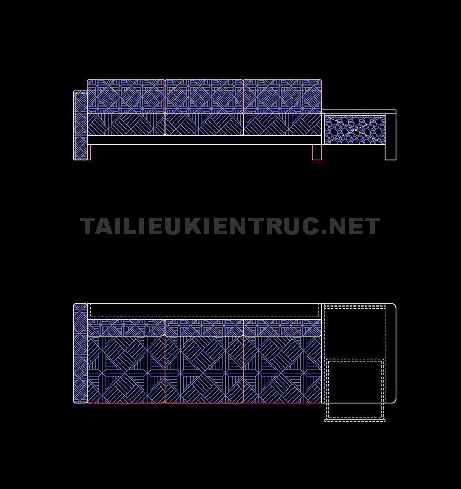 52. Bản vẽ chi tiết sofa gỗ tự nhiên 2890x890mm tải miễn phí