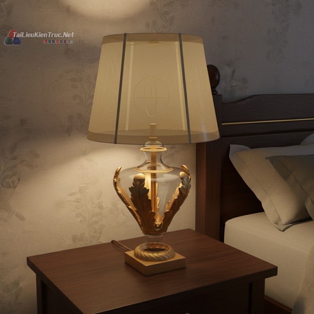 1. Đèn bàn sketchup phong cách cổ điển miễn phí