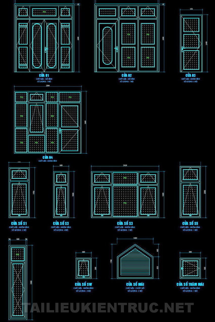 55. Tổng hợp các loại cửa đi cửa sổ gỗ kính và nhôm kính miễn phí