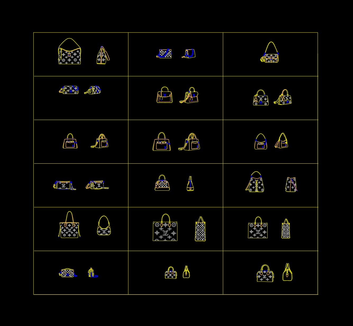 5. Thư viện cad túi xách LV tải miễn phí