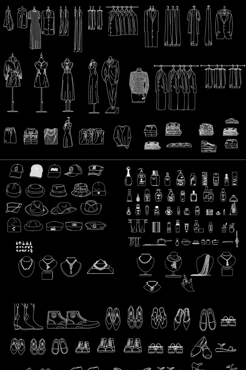 7. Thư viện cad vali quần áo giày dép mũ nón miễn phí