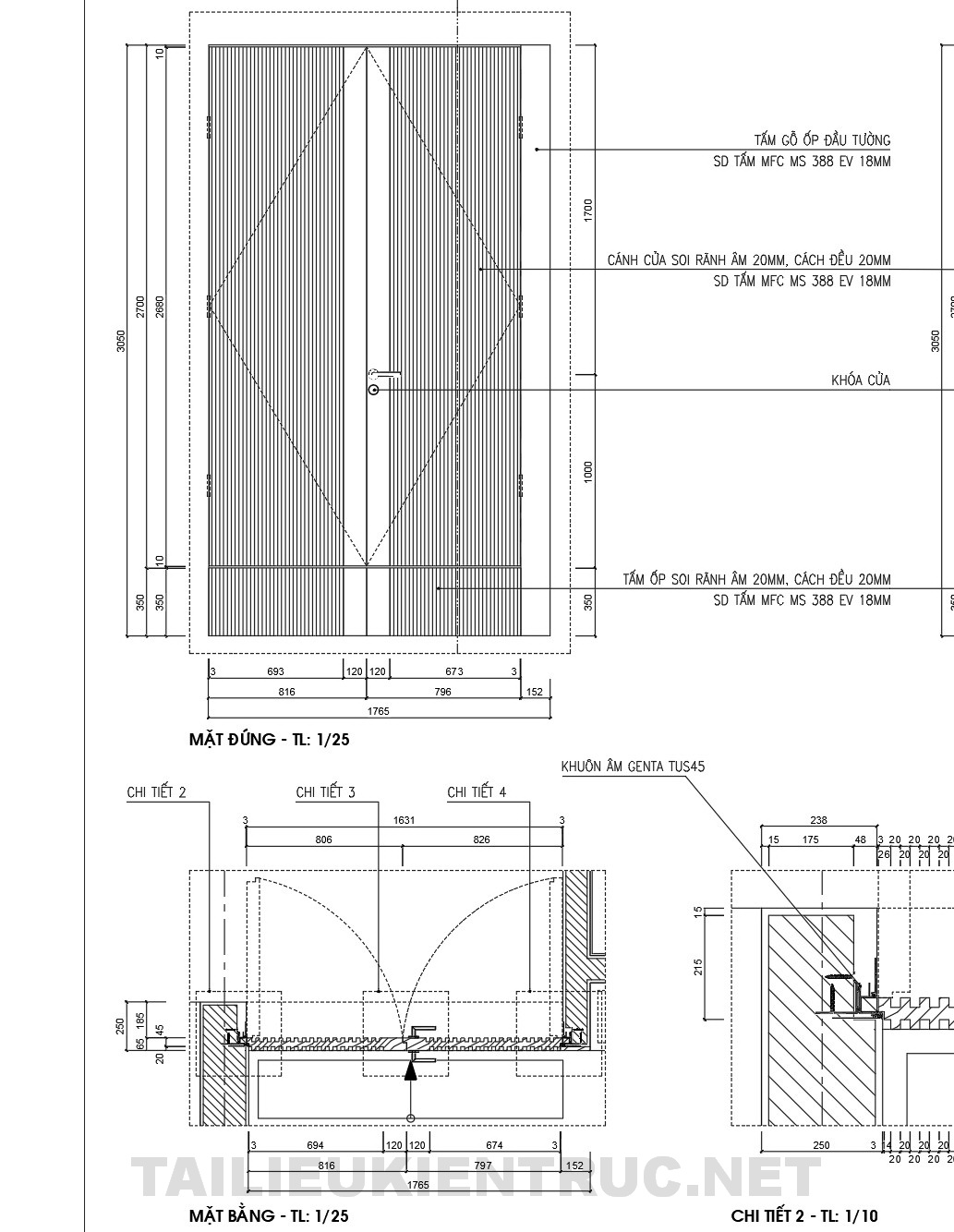 56. Bản vẽ chi tiết cửa giấu khuôn tải miễn phí