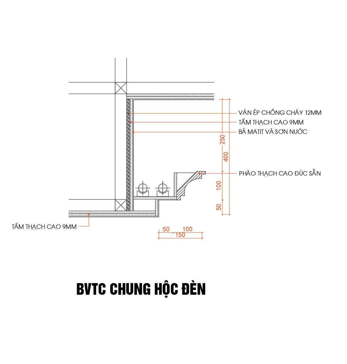 9. Bản vẽ chi tiết hộc đèn và phào thạch cao miễn phí