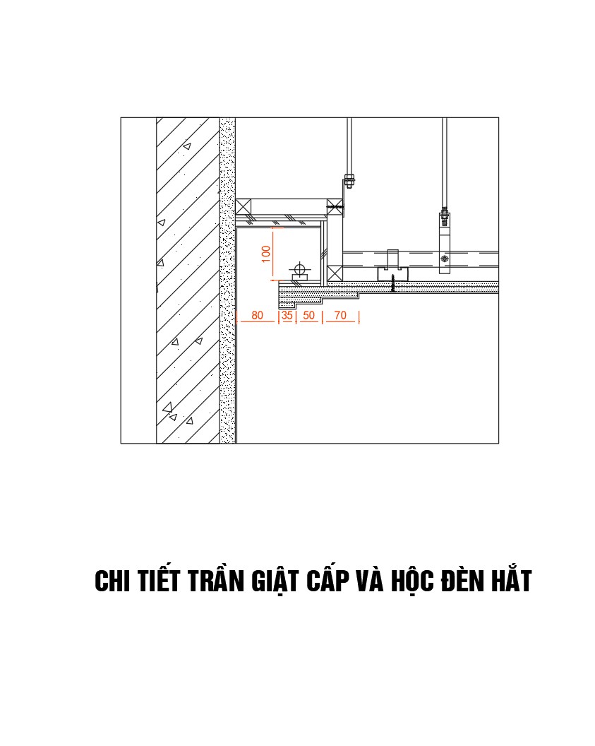 16. Chi tiết trần giật cấp và hộc đèn
