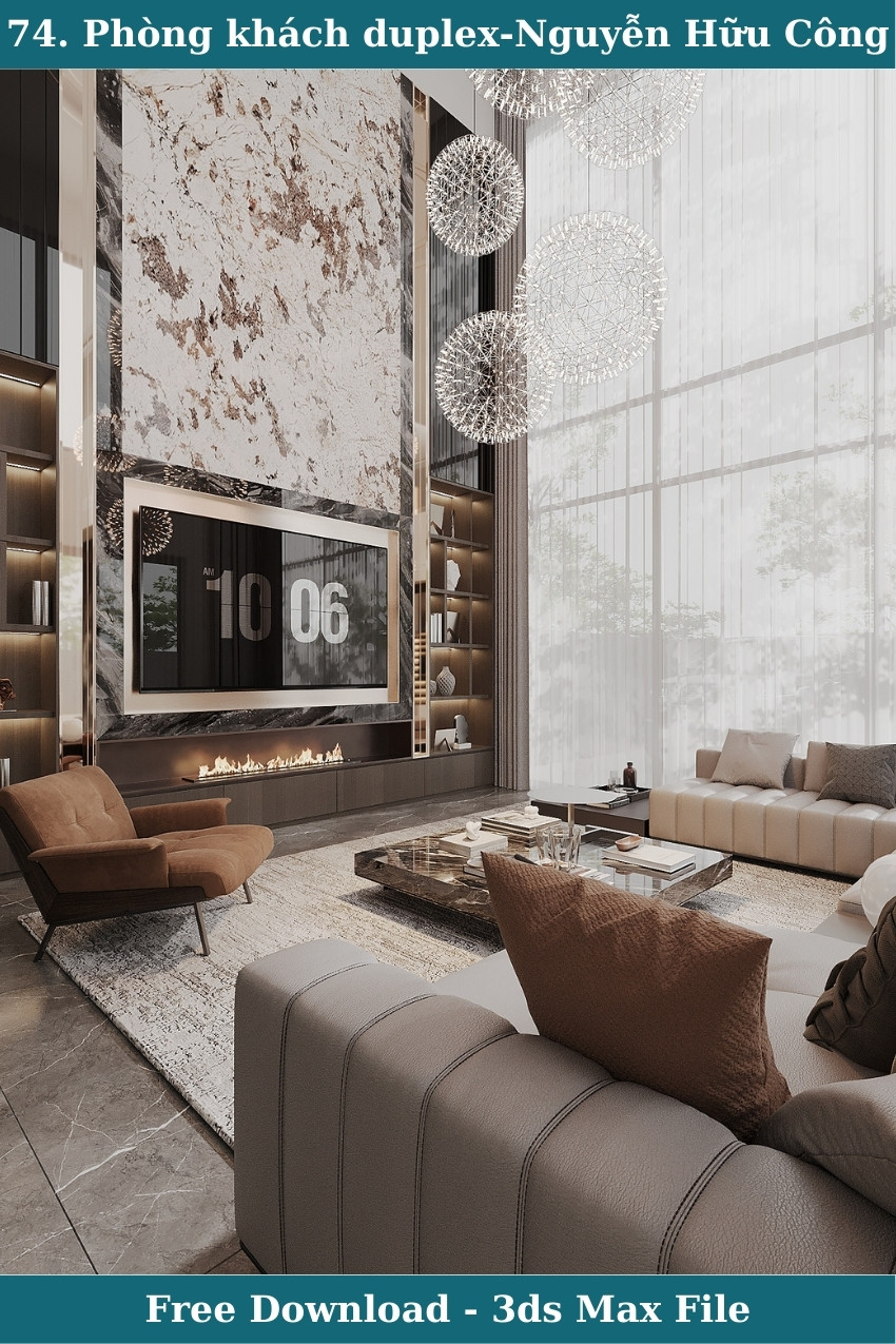 74. Thiết kế phòng khách bếp thông tầng hiện đại bởi Nguyễn Hữu Công 3ds max