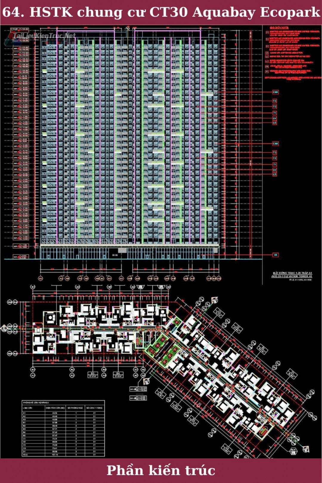 64. Hồ sơ thiết kế chung cư CT30 Aquabay Ecopark phần kiến trúc