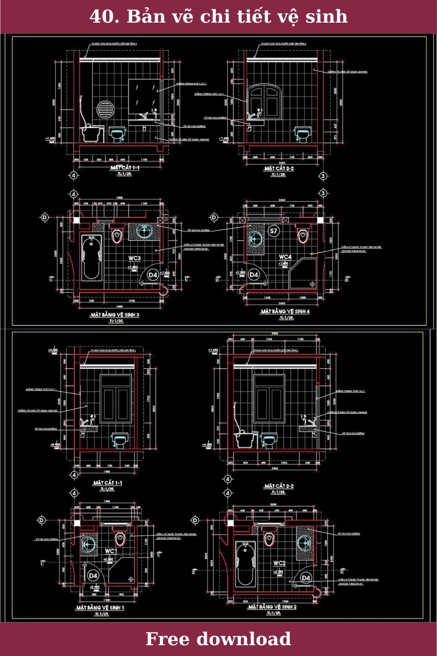 40. Bản vẽ chi tiết vệ sinh